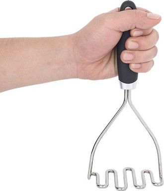 OEM Machacador De Patatas De 2 Piezas, Grande, Robusto, De Acero Inoxidable, Utensilio De Cocina, Aguacate, Verduras, 25 Cm, Negro