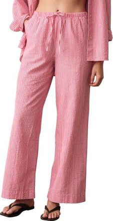 Marine Layer Isla Stripe Cotton & Kapok Seersucker Pants in Pink Stripe at Nordstrom, Size X-Small