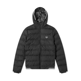 Fred Perry Ge&iuml;soleerde Jas met Capuchon en Rits - Heren - Winterjassen - Zwart - S - Leer - Jassen
