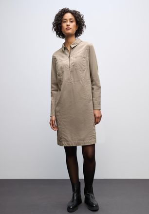 Street One Cordkleid STREET ONE, Damen, Gr. 46, N-Gr, morning beige, Cord, Obermaterial: 98% Baumwolle, 2% Elasthan, unifarben, normal kniefrei, Rundhals, Kleide