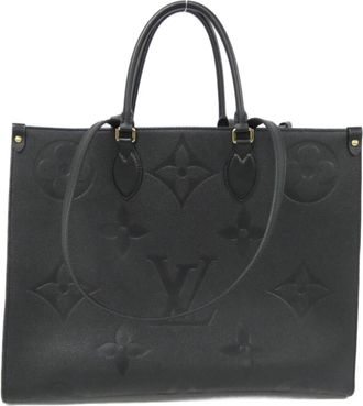Louis Vuitton Black Leather Handbag Shoulder Bag Tote Bag (Pre-Owned)