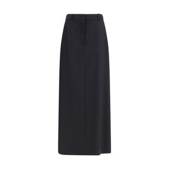 The Row Black Fleece Wool Long Womens Skirt