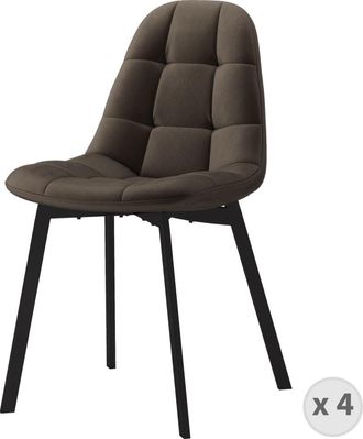 Moloo Silla de terciopelo marrone y metal negro (x4)