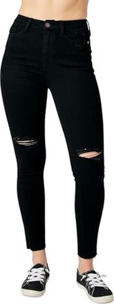 Judy Blue High Waist Raw Hem Skinny Jean In Black