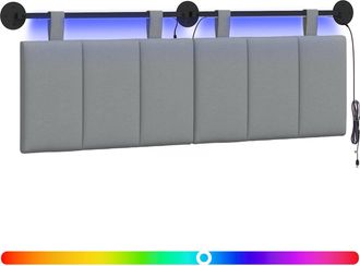 vidaXL Cabecero Colgante Con Luz Led Gris Claro Tela Vidaxl