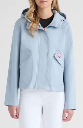 Hunter Julia Hooded Waterproof Rain Jacket in Washed Blue at Nordstrom, Size X-Small