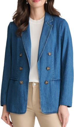 Jones New York Double Breasted Denim Blazer in Phoenix Wash at Nordstrom, Size X-Small