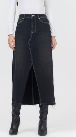 Dear John Denim Vianna Denim Slit Midi Skirt in Black Acid Wash at Nordstrom, Size 28