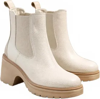 Sorel Womens Hi-Line Heel Chelsea Boot In Bleached Ceramic, Chalk