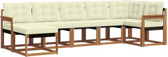 vidaXL Conjunto De Sof&aacute;s De Exterior 7 Uds. Natural Y Crema Vidaxl