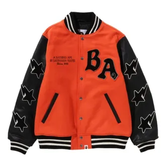A Bathing Ape Relaxed Fit Varsity Jacket Orange 1I80-141-001-ORG