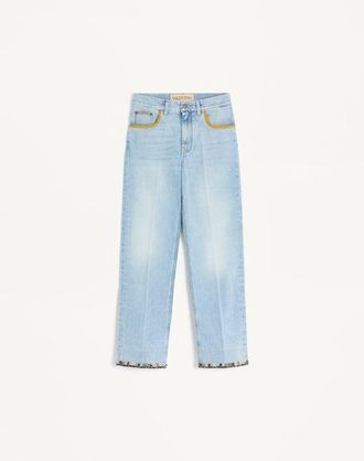 Valentino Pantaloni In Denim Ricamati Donna DENIM 25