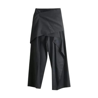 Issey Miyake Lustrous Wool Pants - Dames - Broeken - Zwart - Maat: S Wol