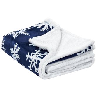 Beliani Manta De Invierno Azul Y Blanca Estampado Estacional Mullida Por Las Dos Caras 150 X 200 Cm Anise