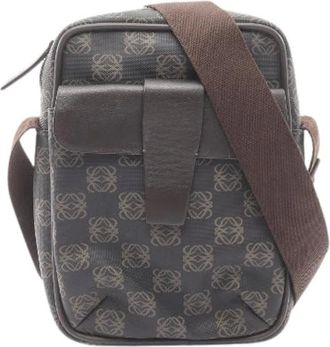 Loewe Pre-owned Cross Body Bags, female, Brown, Size: ONE SIZE Pre-owned Repeat Anagram Coated Canvas Shoulder Bag