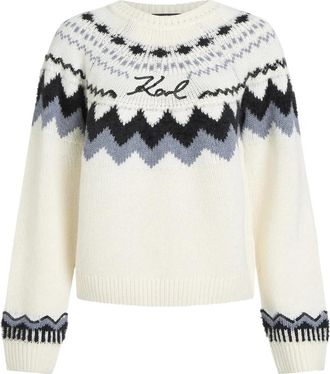 Karl Lagerfeld Alpine Knit - Dames - Ronde hals truien - Veelkleurig - XS - Wol - Truien & Vesten
