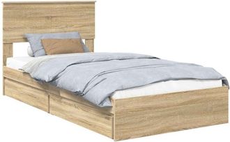 vidaXL Storage Bed with Drawer Sonoma Oak 100 x 200 cm Engineered Wood vidaXL