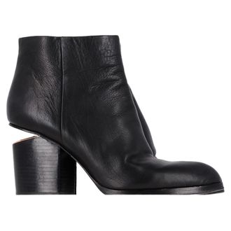 Alexander Wang Gabi Cutout Heel Ankle Boots in Black Leather