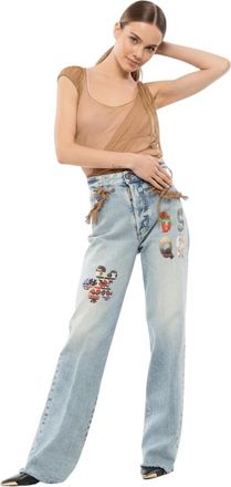 Dsquared2 Sky Blue Flared Mid Rise Jeans