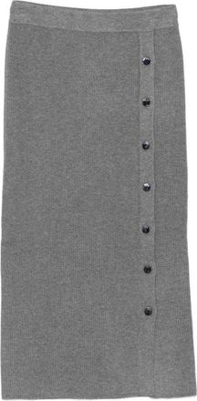 Liu Jo Knee-Length Ribbed Knit Skirt With Decorative Buttons