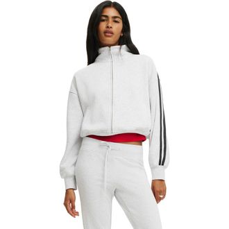 Cotton On Womens Funnel Neck Fleece Zip Through in Light Grey Marle Taping at Nordstrom, Size Xx-Small