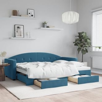 vidaXL Sof&aacute; Cama Nido Con Cajones Terciopelo Azul 80x200 Cm Vidaxl