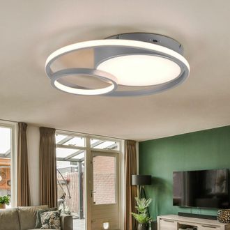 ETC Shop Etc-shop - Plafoniera dimmerabile tramite interruttore plafoniera led camera da letto, colore luce regolabile, color titanio, 28W 3200lm bianco caldo
