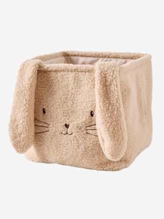 Vertbaudet Faltbare Aufbewahrungsbox VERZAUBERTER HASE aus Teddyfleece, Kinderzimmer sandfarben