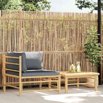 vidaXL Set De Muebles De Jard&iacute;n 2 Piezas Bamb&uacute; Y Cojines Gris Oscuro Vidaxl