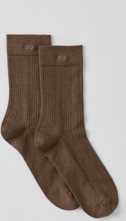 Alo | Cashmere Mesh Socks in Java Brown, Size: Medium
