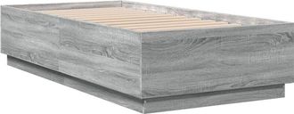 vidaXL Bed Frame with led without Mattress Grey Sonoma 90x190 cm Single Vidaxl