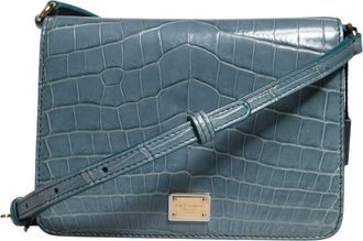 Dolce & Gabbana Womens Green Exotic Leather Dg Plaque Crossbody Mini Bag Crocodile 20lf