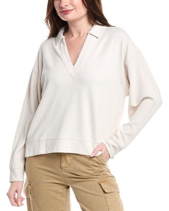 Splendid Waffle Polo Sweatshirt