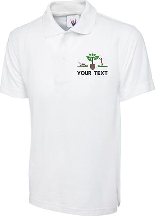 Generic Personalised Embroidered Your Text Gardener Services Polo Shirt, Workwear Work Farmer Uniform Unisex Adult Polo (White, 2XL, xx_l)