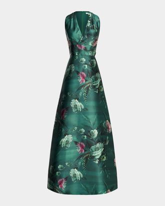 Kay Unger Rosalind Floral Print Gown