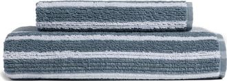 Parachute Resort Stripe Organic Cotton Terry Bath Towel in Wave/white at Nordstrom