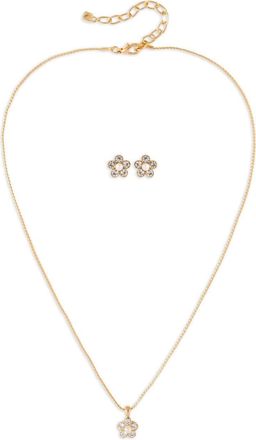 Nina Ricci 1980s pre-owned crystal-embellished necklace and earrings set - women - Gold Plated Metal - One Size