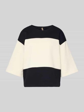 Soyaconcept Sweatshirt mit geripptem Rundhalsausschnitt Modell ANGELIN in Marine, Gr&ouml;&szlig;e XL