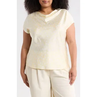 Renee C Cowl Neck Cap Sleeve Satin Top in Butter at Nordstrom Rack, Size 2X