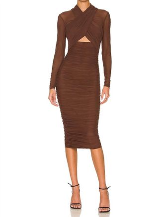 Bardot Aliyah Midi Dress In Chocolate