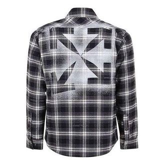 Off-white Arrow Printing Plaid Long Sleeves Shirt Black OMGA133E20FAB0011010
