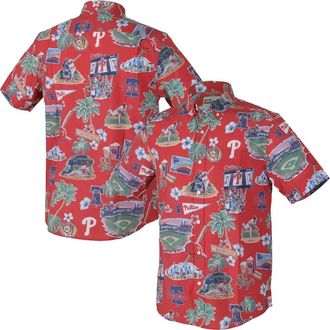 Reyn Spooner Mens Reyn Spooner Red Philadelphia Phillies Scenic Tri-Blend Button-Down Shirt at Nordstrom, Size Xxx-Large