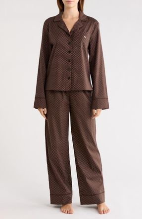 Reformation Coco Long Sleeve Pajamas in Pin Dot at Nordstrom, Size X-Large