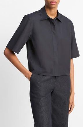 Vince Oversize Crop Cotton Shirt in 403Cbl-Coastal Blue at Nordstrom Rack, Size X-Large