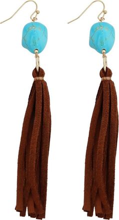 Panacea Turquoise Leather Tassel Earrings at Nordstrom