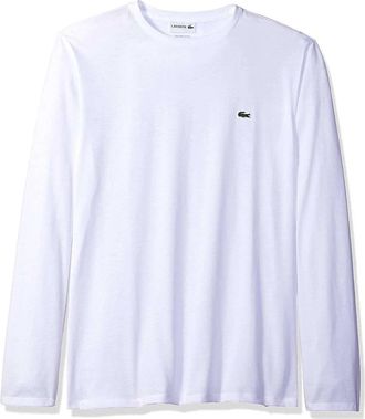 Lacoste Mens Long Sleeve Jersey Pima Crewneck T-Shirt In White