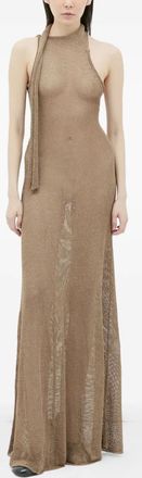 Aya Muse Abito lungo con scollo allamericana - Marrone