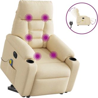 vidaXL Vidaxl - Poltrona Alzapersona Massaggiante Elettrica Crema In Tessuto