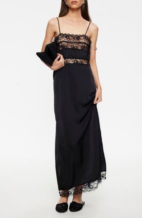 Lioness She Lace Detail Maxi Dress in Noir at Nordstrom, Size X-Small
