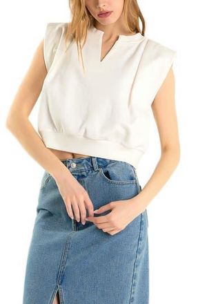 endless rose Power Shoulder Sweatshirt Top in Off White at Nordstrom Rack, Size X-Small